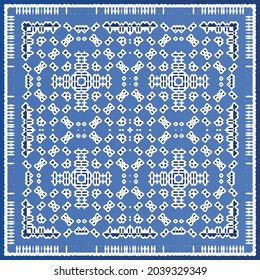 Antique azulejo tiles patchwork. Modern design. Vector seamless pattern texture. Blue spain and portuguese decor for bags, smartphone cases, T-shirts, linens or scrapbooking.