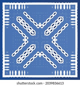 Antique azulejo tiles patchwork. Modern design. Vector seamless pattern texture. Blue spain and portuguese decor for bags, smartphone cases, T-shirts, linens or scrapbooking.