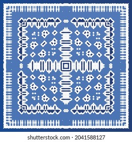 Antique azulejo tiles patchwork. Modern design. Vector seamless pattern texture. Blue spain and portuguese decor for bags, smartphone cases, T-shirts, linens or scrapbooking.