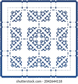Baldosas de azulejos antiguos. Diseño moderno. Textura de patrón sin fisuras del vector. España azul y decoración portuguesa para bolsas, estuches para smartphones, camisetas, ropa de cama o scrapbooking.