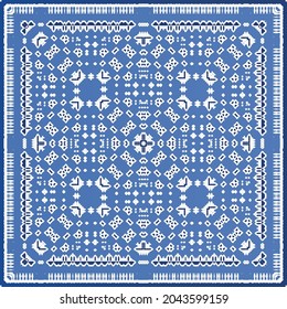 Antique azulejo tiles patchwork. Modern design. Vector seamless pattern texture. Blue spain and portuguese decor for bags, smartphone cases, T-shirts, linens or scrapbooking.