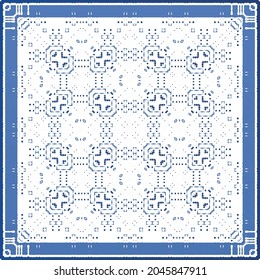 Baldosas de azulejos antiguos. Diseño moderno. Textura de patrón sin fisuras del vector. España azul y decoración portuguesa para bolsas, estuches para smartphones, camisetas, ropa de cama o scrapbooking.