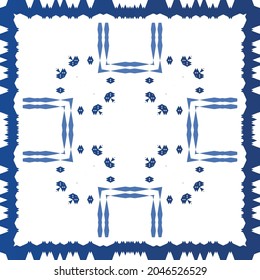 Antique azulejo tiles patchwork. Modern design. Vector seamless pattern texture. Blue spain and portuguese decor for bags, smartphone cases, T-shirts, linens or scrapbooking.