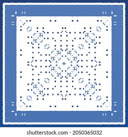 Antique azulejo tiles patchwork. Modern design. Vector seamless pattern texture. Blue spain and portuguese decor for bags, smartphone cases, T-shirts, linens or scrapbooking.