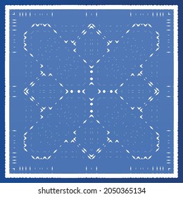 Antique azulejo tiles patchwork. Modern design. Vector seamless pattern texture. Blue spain and portuguese decor for bags, smartphone cases, T-shirts, linens or scrapbooking.