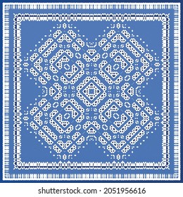 Antique azulejo tiles patchwork. Modern design. Vector seamless pattern texture. Blue spain and portuguese decor for bags, smartphone cases, T-shirts, linens or scrapbooking.