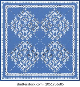Antique azulejo tiles patchwork. Modern design. Vector seamless pattern texture. Blue spain and portuguese decor for bags, smartphone cases, T-shirts, linens or scrapbooking.