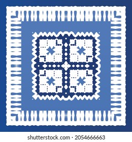 Antique azulejo tiles patchwork. Modern design. Vector seamless pattern texture. Blue spain and portuguese decor for bags, smartphone cases, T-shirts, linens or scrapbooking.