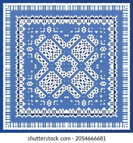 Antique azulejo tiles patchwork. Modern design. Vector seamless pattern texture. Blue spain and portuguese decor for bags, smartphone cases, T-shirts, linens or scrapbooking.