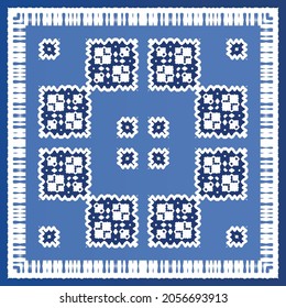 Antique azulejo tiles patchwork. Modern design. Vector seamless pattern texture. Blue spain and portuguese decor for bags, smartphone cases, T-shirts, linens or scrapbooking.