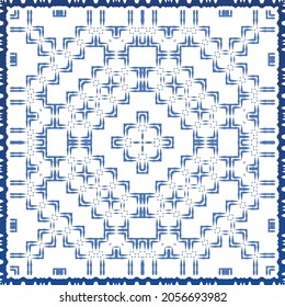 Fliesen-Fliesen-Fliesen aus antiker Azulejo-Zeit. Modernes Design. Vektornahtlose Muster-Textur. Blauer Spain und portugiesisches Dekor für Taschen, Smartphone-Kisten, T-Shirts, Bettwäsche oder Scrapbooking.
