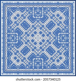 Antique azulejo tiles patchwork. Modern design. Vector seamless pattern texture. Blue spain and portuguese decor for bags, smartphone cases, T-shirts, linens or scrapbooking.