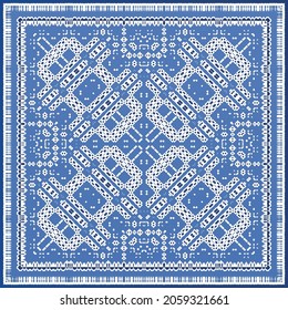Antique azulejo tiles patchwork. Modern design. Vector seamless pattern texture. Blue spain and portuguese decor for bags, smartphone cases, T-shirts, linens or scrapbooking.