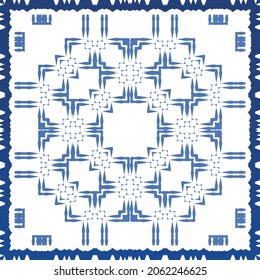 Fliesen-Fliesen-Fliesen aus antiker Azulejo-Zeit. Modernes Design. Vektornahtlose Muster-Textur. Blauer Spain und portugiesisches Dekor für Taschen, Smartphone-Kisten, T-Shirts, Bettwäsche oder Scrapbooking.