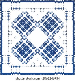Antique azulejo tiles patchwork. Modern design. Vector seamless pattern texture. Blue spain and portuguese decor for bags, smartphone cases, T-shirts, linens or scrapbooking.