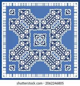 Antique azulejo tiles patchwork. Modern design. Vector seamless pattern texture. Blue spain and portuguese decor for bags, smartphone cases, T-shirts, linens or scrapbooking.