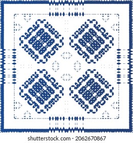 Antique azulejo tiles patchwork. Modern design. Vector seamless pattern texture. Blue spain and portuguese decor for bags, smartphone cases, T-shirts, linens or scrapbooking.