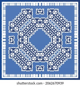 Antique azulejo tiles patchwork. Modern design. Vector seamless pattern texture. Blue spain and portuguese decor for bags, smartphone cases, T-shirts, linens or scrapbooking.