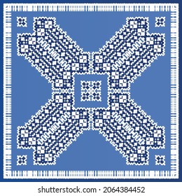Antique azulejo tiles patchwork. Modern design. Vector seamless pattern texture. Blue spain and portuguese decor for bags, smartphone cases, T-shirts, linens or scrapbooking.