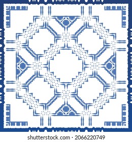 Baldosas de azulejos antiguos. Diseño moderno. Textura de patrón sin fisuras del vector. España azul y decoración portuguesa para bolsas, estuches para smartphones, camisetas, ropa de cama o scrapbooking.