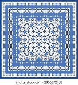 Antique azulejo tiles patchwork. Modern design. Vector seamless pattern texture. Blue spain and portuguese decor for bags, smartphone cases, T-shirts, linens or scrapbooking.