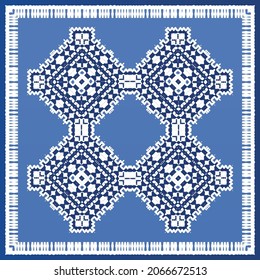 Antique azulejo tiles patchwork. Modern design. Vector seamless pattern texture. Blue spain and portuguese decor for bags, smartphone cases, T-shirts, linens or scrapbooking.