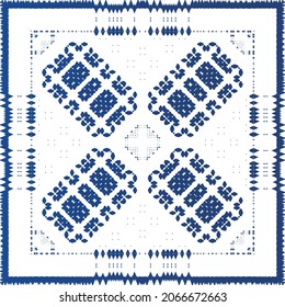Antique azulejo tiles patchwork. Modern design. Vector seamless pattern texture. Blue spain and portuguese decor for bags, smartphone cases, T-shirts, linens or scrapbooking.