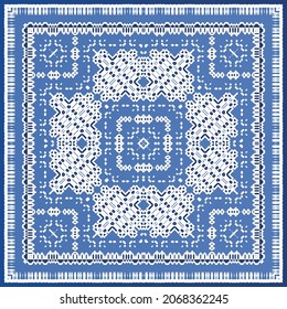 Antique azulejo tiles patchwork. Modern design. Vector seamless pattern texture. Blue spain and portuguese decor for bags, smartphone cases, T-shirts, linens or scrapbooking.