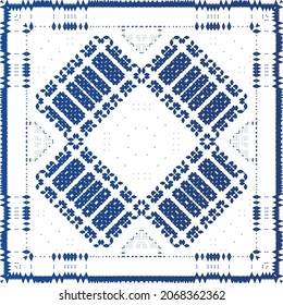 Antique azulejo tiles patchwork. Modern design. Vector seamless pattern texture. Blue spain and portuguese decor for bags, smartphone cases, T-shirts, linens or scrapbooking.