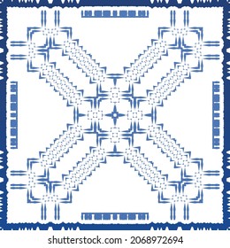 Antique azulejo tiles patchwork. Modern design. Vector seamless pattern texture. Blue spain and portuguese decor for bags, smartphone cases, T-shirts, linens or scrapbooking.
