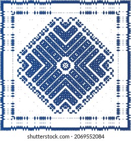 Antique azulejo tiles patchwork. Modern design. Vector seamless pattern texture. Blue spain and portuguese decor for bags, smartphone cases, T-shirts, linens or scrapbooking.