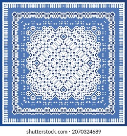 Antique azulejo tiles patchwork. Modern design. Vector seamless pattern texture. Blue spain and portuguese decor for bags, smartphone cases, T-shirts, linens or scrapbooking.