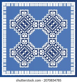 Antique azulejo tiles patchwork. Modern design. Vector seamless pattern texture. Blue spain and portuguese decor for bags, smartphone cases, T-shirts, linens or scrapbooking.