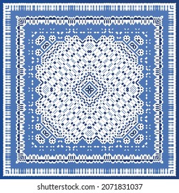 Antique azulejo tiles patchwork. Modern design. Vector seamless pattern texture. Blue spain and portuguese decor for bags, smartphone cases, T-shirts, linens or scrapbooking.