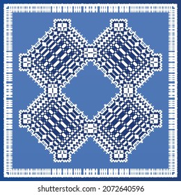 Antique azulejo tiles patchwork. Modern design. Vector seamless pattern texture. Blue spain and portuguese decor for bags, smartphone cases, T-shirts, linens or scrapbooking.