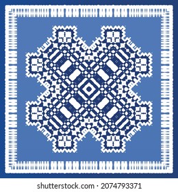 Antique azulejo tiles patchwork. Modern design. Vector seamless pattern texture. Blue spain and portuguese decor for bags, smartphone cases, T-shirts, linens or scrapbooking.