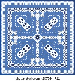 Antique azulejo tiles patchwork. Modern design. Vector seamless pattern texture. Blue spain and portuguese decor for bags, smartphone cases, T-shirts, linens or scrapbooking.