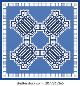 Antique azulejo tiles patchwork. Modern design. Vector seamless pattern texture. Blue spain and portuguese decor for bags, smartphone cases, T-shirts, linens or scrapbooking.