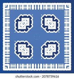 Antique azulejo tiles patchwork. Modern design. Vector seamless pattern texture. Blue spain and portuguese decor for bags, smartphone cases, T-shirts, linens or scrapbooking.