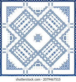 Baldosas de azulejos antiguos. Diseño moderno. Textura de patrón sin fisuras del vector. España azul y decoración portuguesa para bolsas, estuches para smartphones, camisetas, ropa de cama o scrapbooking.