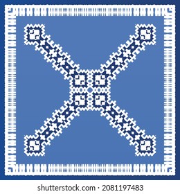 Antique azulejo tiles patchwork. Modern design. Vector seamless pattern texture. Blue spain and portuguese decor for bags, smartphone cases, T-shirts, linens or scrapbooking.