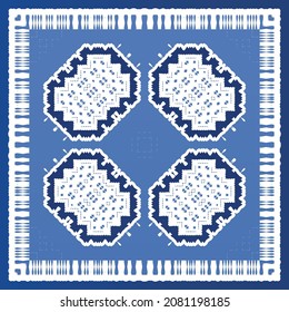 Antique azulejo tiles patchwork. Modern design. Vector seamless pattern texture. Blue spain and portuguese decor for bags, smartphone cases, T-shirts, linens or scrapbooking.