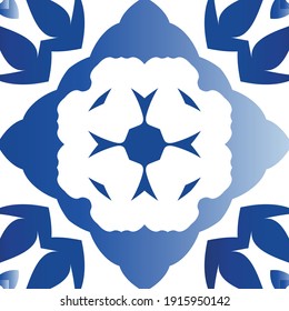 Antique azulejo tiles patchwork. Original design. Vector seamless pattern elements. Blue spain and portuguese decor for bags, smartphone cases, T-shirts, linens or scrapbooking.