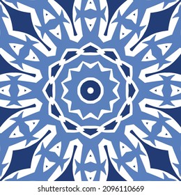 Antique azulejo tiles patchwork. Original design. Vector seamless pattern theme. Blue spain and portuguese decor for bags, smartphone cases, T-shirts, linens or scrapbooking.