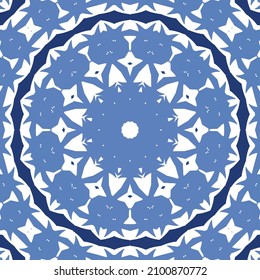 Antique azulejo tiles patchwork. Original design. Vector seamless pattern theme. Blue spain and portuguese decor for bags, smartphone cases, T-shirts, linens or scrapbooking.