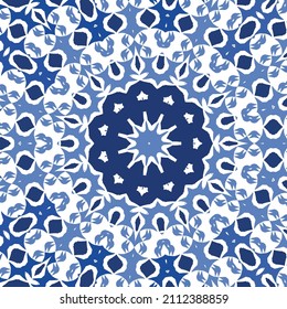 Baldosas de azulejos antiguos. Diseño original. Tema del patrón sin fisuras del vector. España azul y decoración portuguesa para bolsas, estuches para smartphones, camisetas, ropa de cama o scrapbooking.