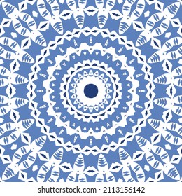 Antique azulejo tiles patchwork. Original design. Vector seamless pattern theme. Blue spain and portuguese decor for bags, smartphone cases, T-shirts, linens or scrapbooking.
