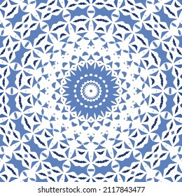 Antique azulejo tiles patchwork. Original design. Vector seamless pattern theme. Blue spain and portuguese decor for bags, smartphone cases, T-shirts, linens or scrapbooking.