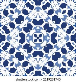 Baldosas de azulejos antiguos. Diseño original. Tema del patrón sin fisuras del vector. España azul y decoración portuguesa para bolsas, estuches para smartphones, camisetas, ropa de cama o scrapbooking.
