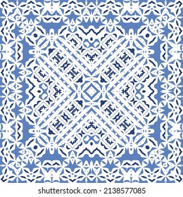 Baldosas de azulejos antiguos. Diseño original. Tema del patrón sin fisuras del vector. España azul y decoración portuguesa para bolsas, estuches para smartphones, camisetas, ropa de cama o scrapbooking.